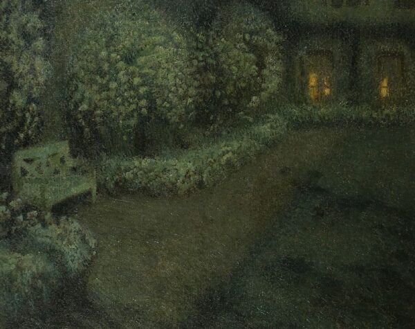 Unframed painting of Le Jardin Blanc au Clair du Lune, Gerberoy, 1930 by Henri Le Sidaner (French, 1862 - 1939)