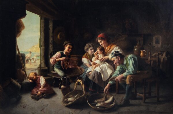 Unframed image of The Day’s Catch, Italy by Giovanni Battista Torriglia (Italian, 1857 - 1937)