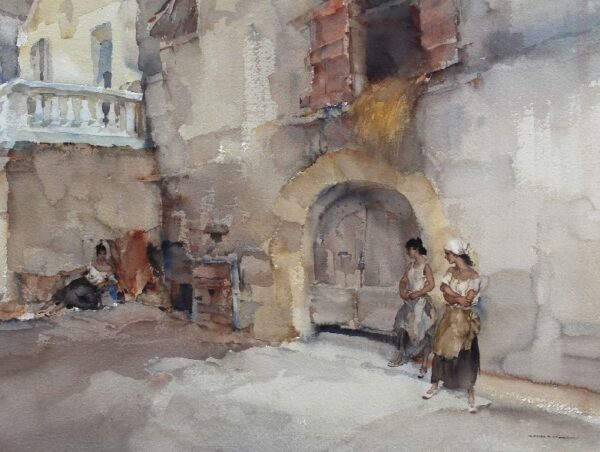 Outside the Granary by Sir William Russell Flint (Scottish, 1880 - 1969)
